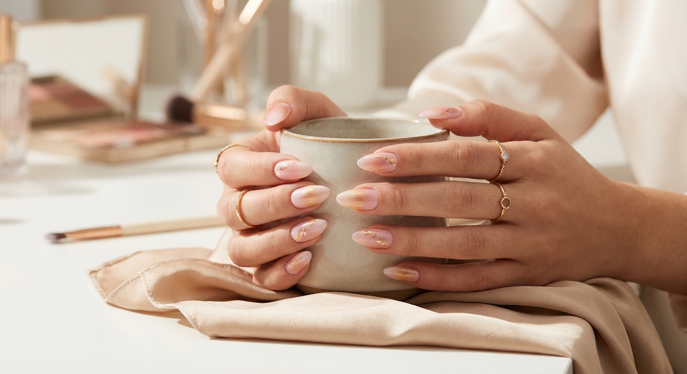 아몬드 쉐입 네일 아트 적용 예시