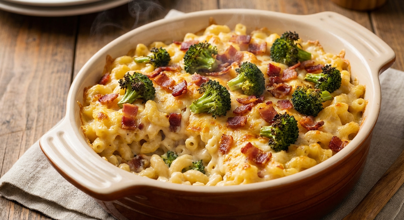 베이컨과 브로콜리를 곁들인 맥앤치즈