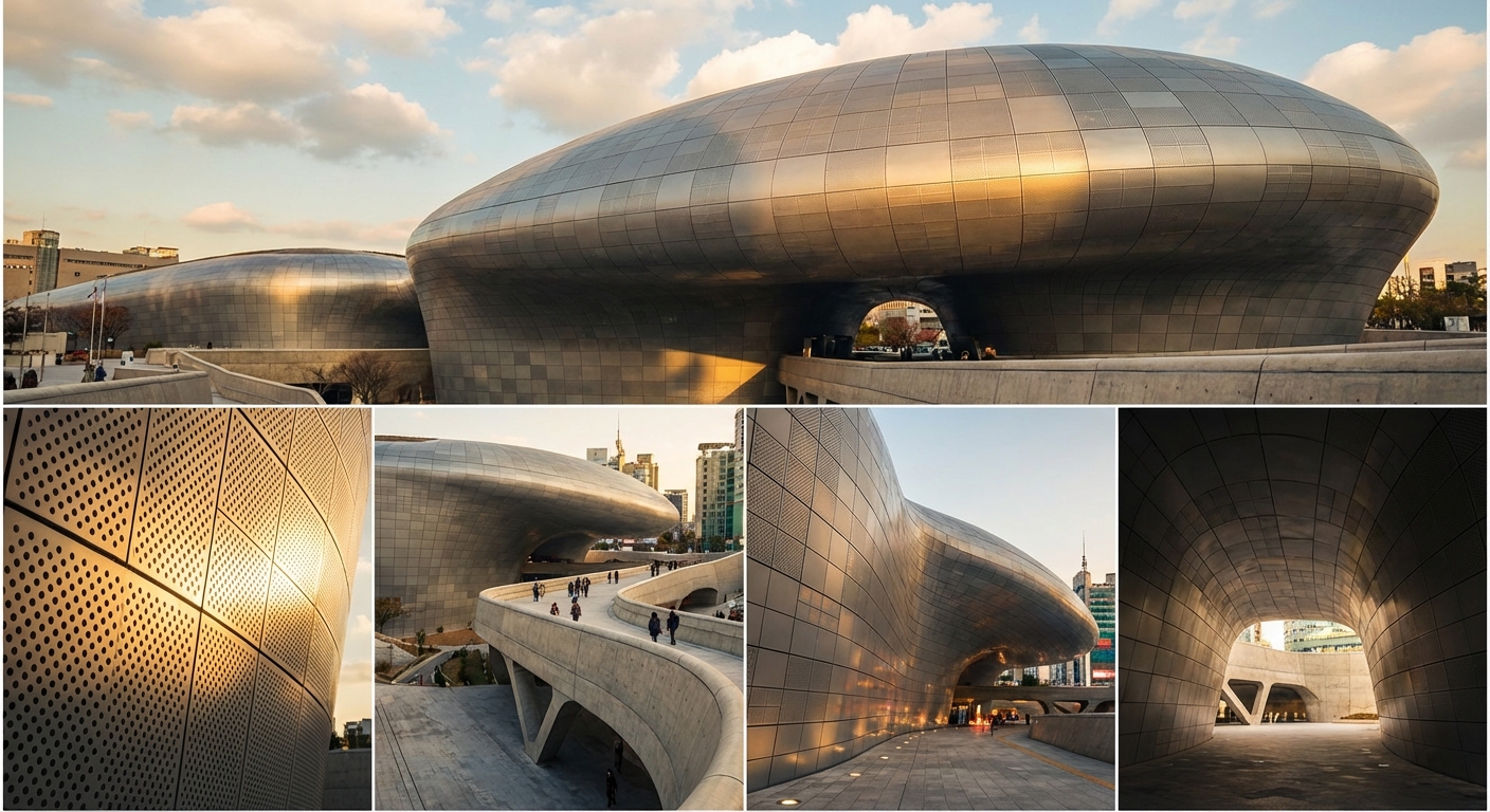 다양한 각도에서 본 DDP 건축 디테일