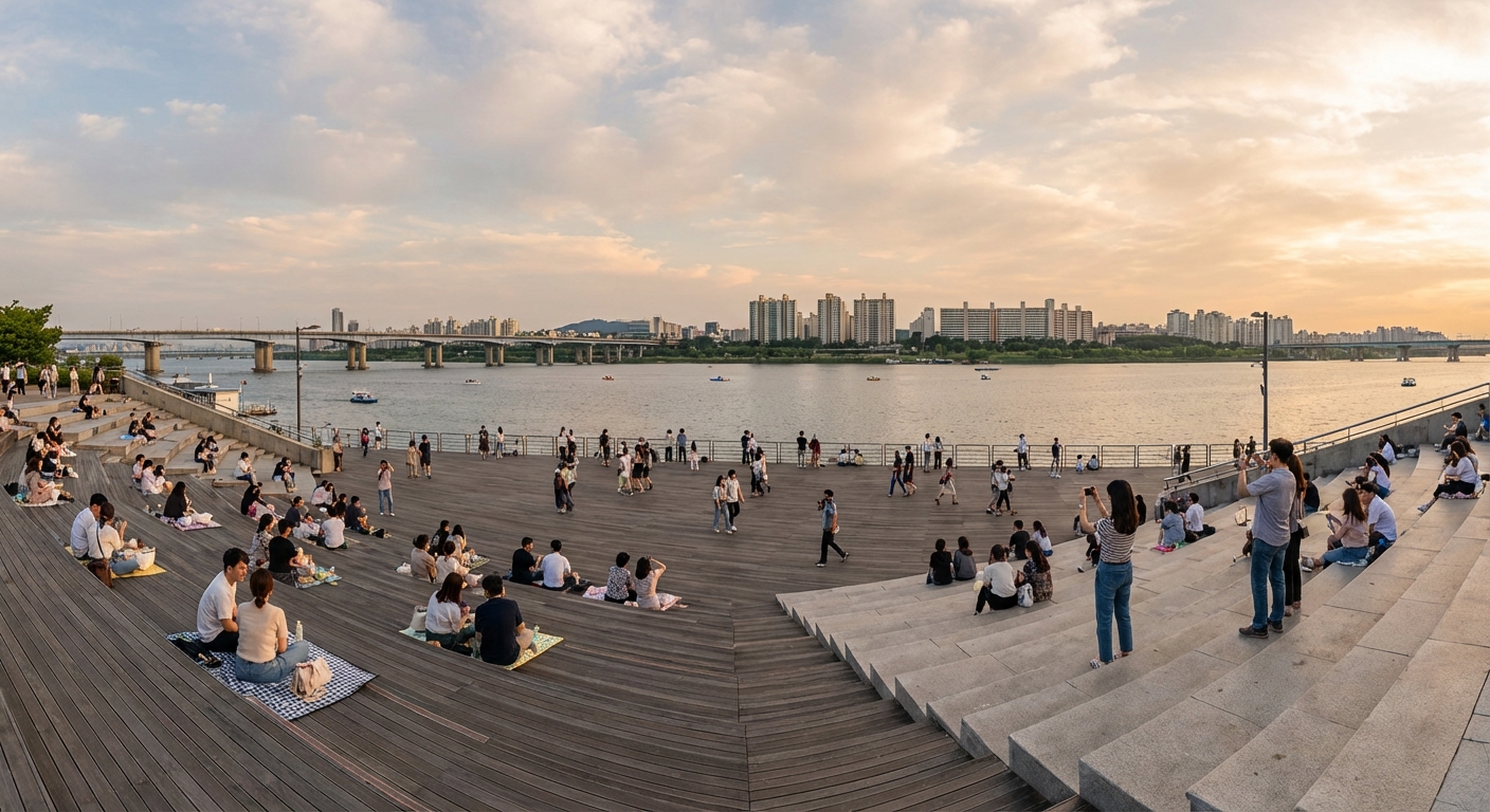 노들섬 야외 광장과 한강 전망