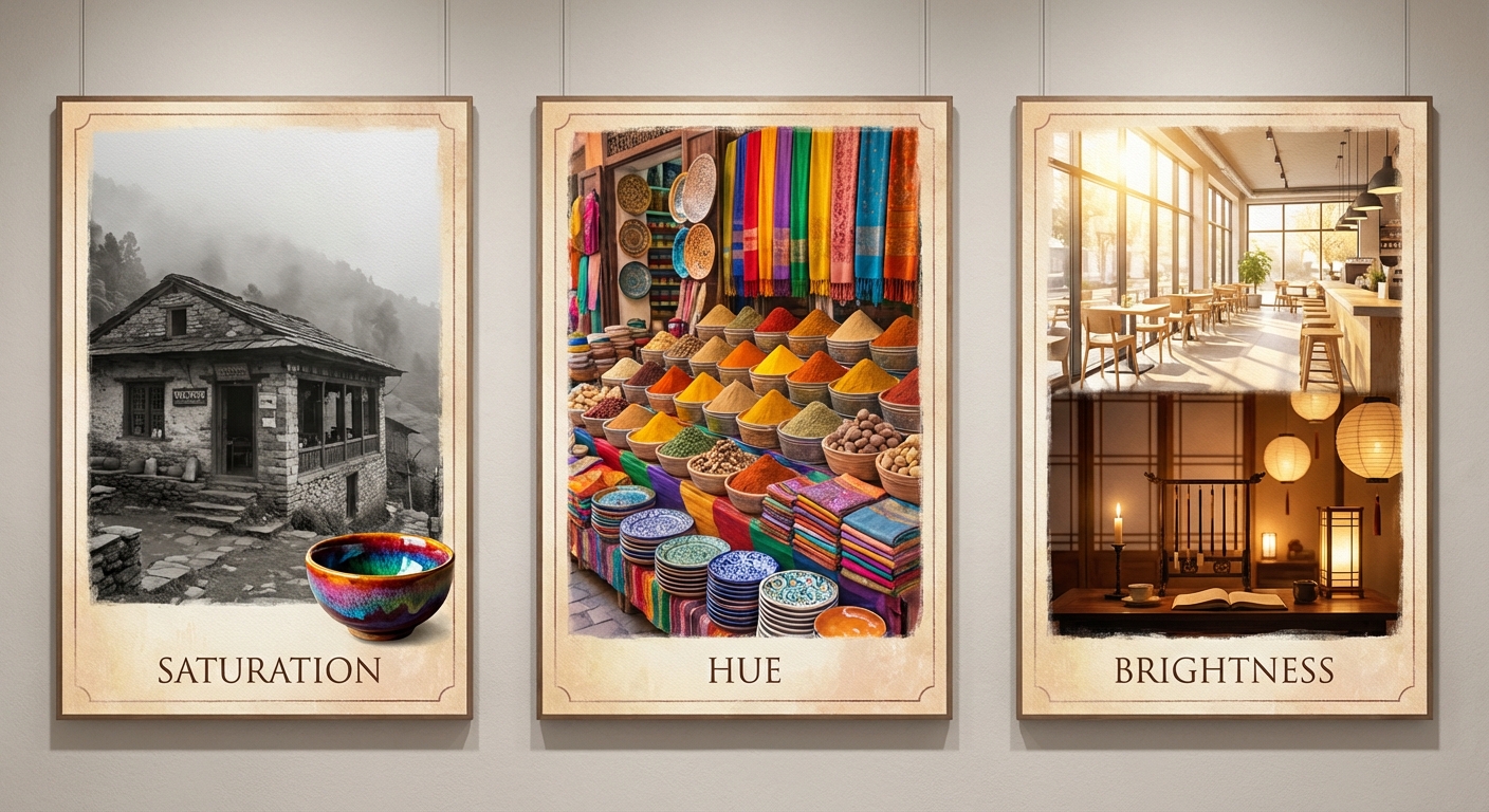 실생활 속 색상 3요소 활용 사례 콜라주