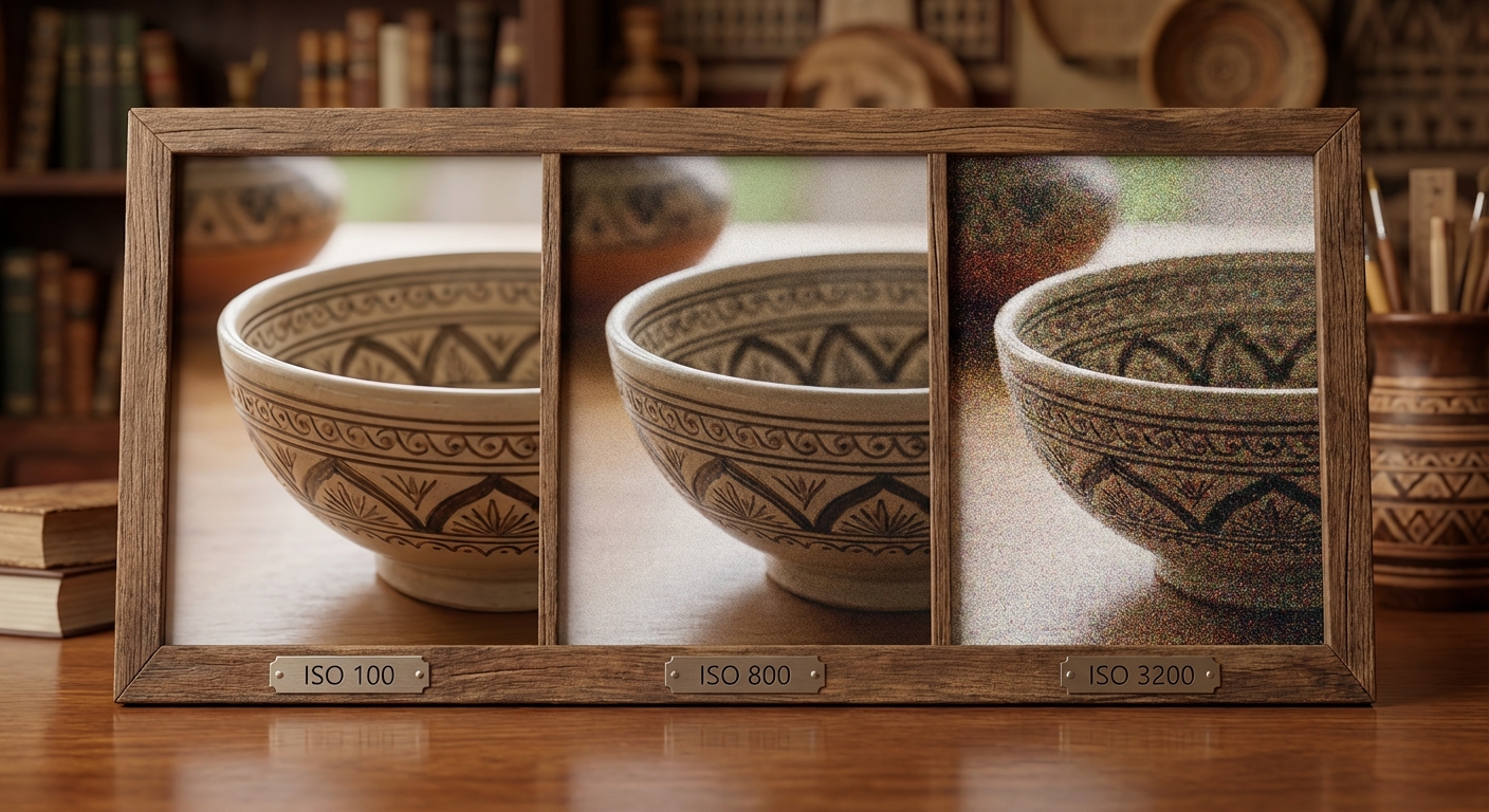 ISO 100, 800, 3200으로 촬영한 실내 사진 비교 &ndash; 노이즈 차이