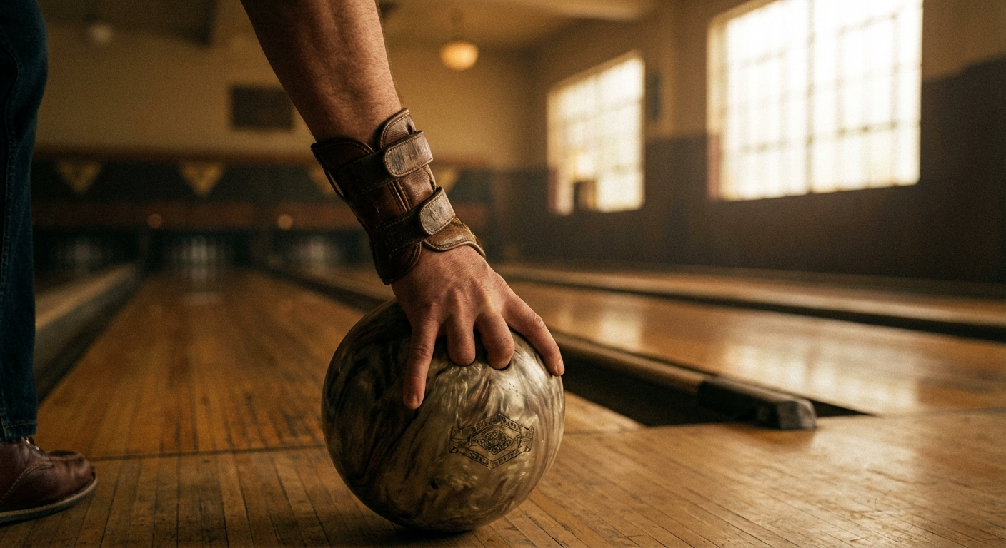 볼링 공을 드는 손목과 팔 자세를 보여주는 사진