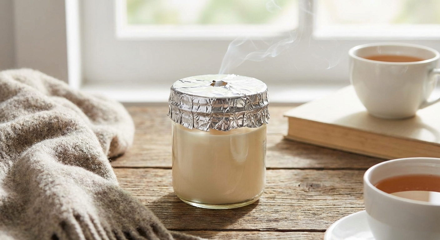 알루미늄 호일로 뚜껑을 만든 향초 사진