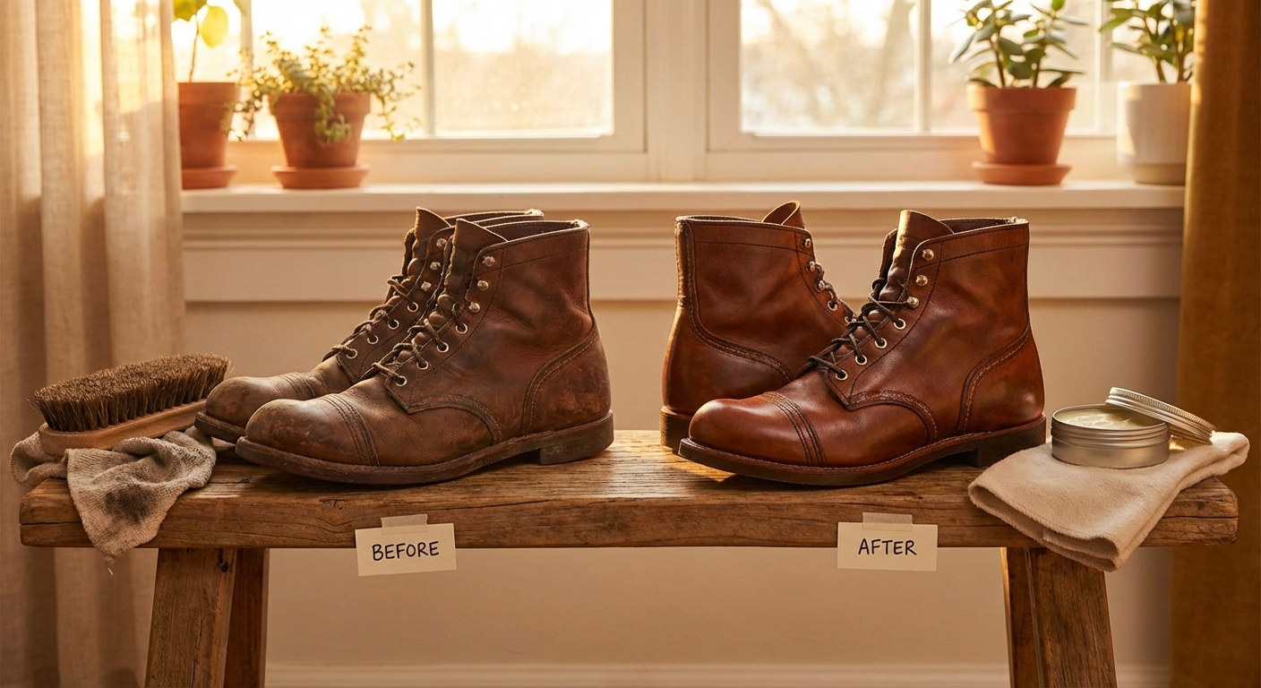 가죽 관리 전후 비교