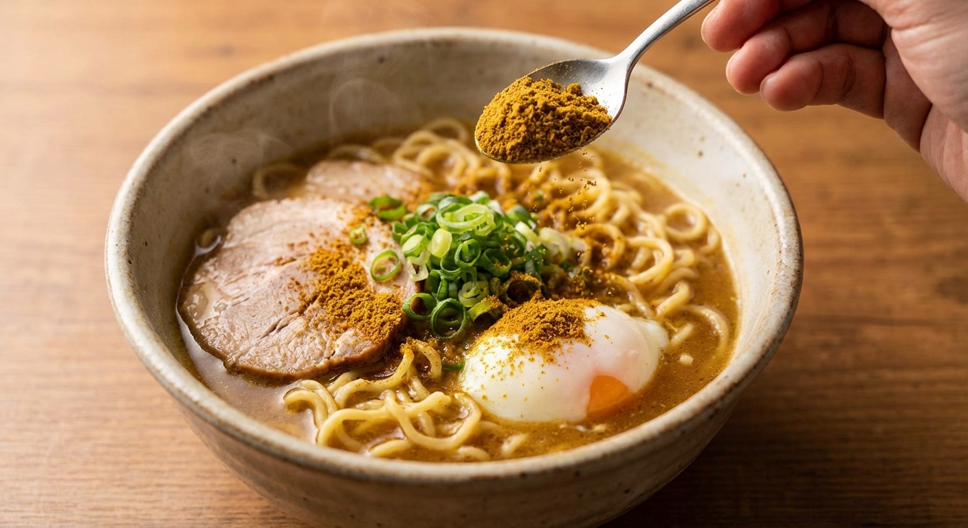 라면에 카레 가루를 넣으면 더 맛있다