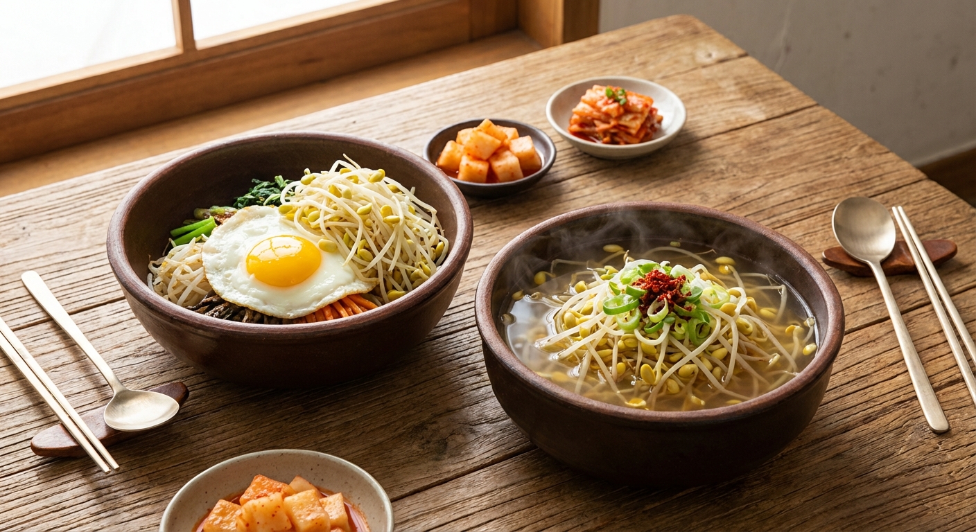 숙주를 활용한 비빔밥과 콩나물을 활용한 해장국