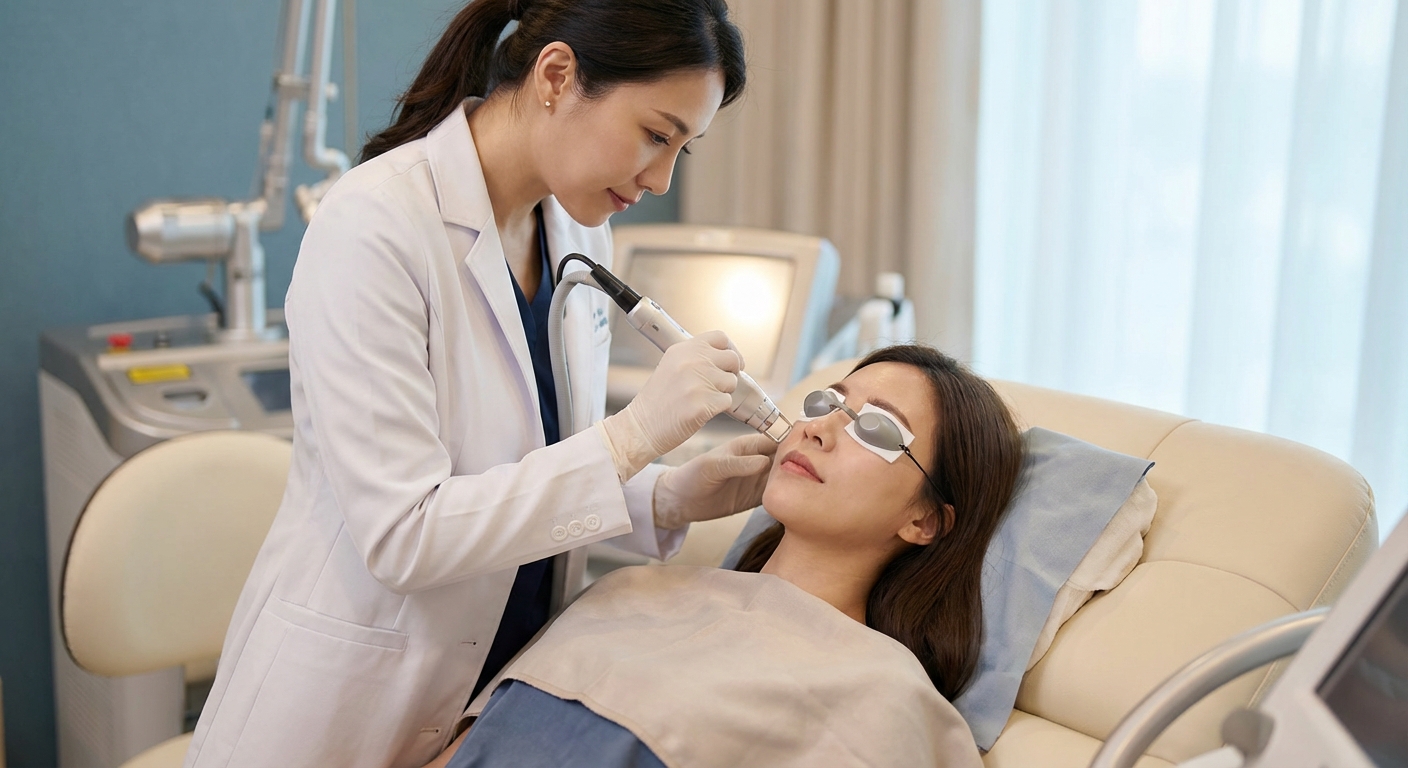 피부과 레이저 시술 장면