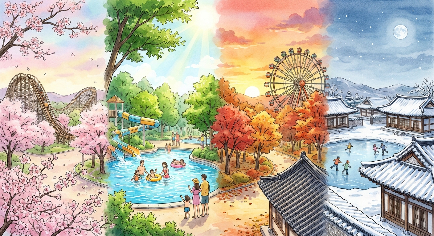 계절별 놀이공원 풍경