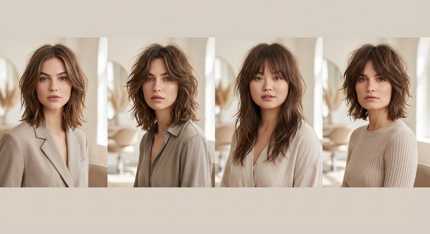 얼굴형별 샤기컷 예시