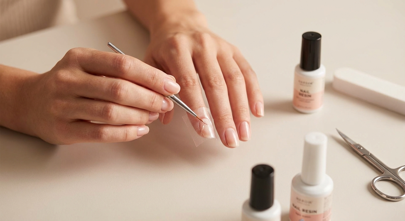 갈라진 손톱에 랩핑 적용 과정