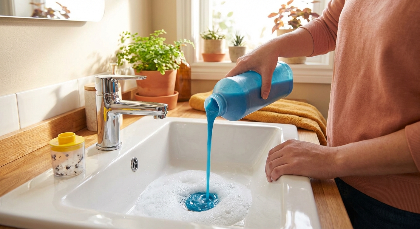 배수구 세정제와 나방파리 트랩 사용 예시