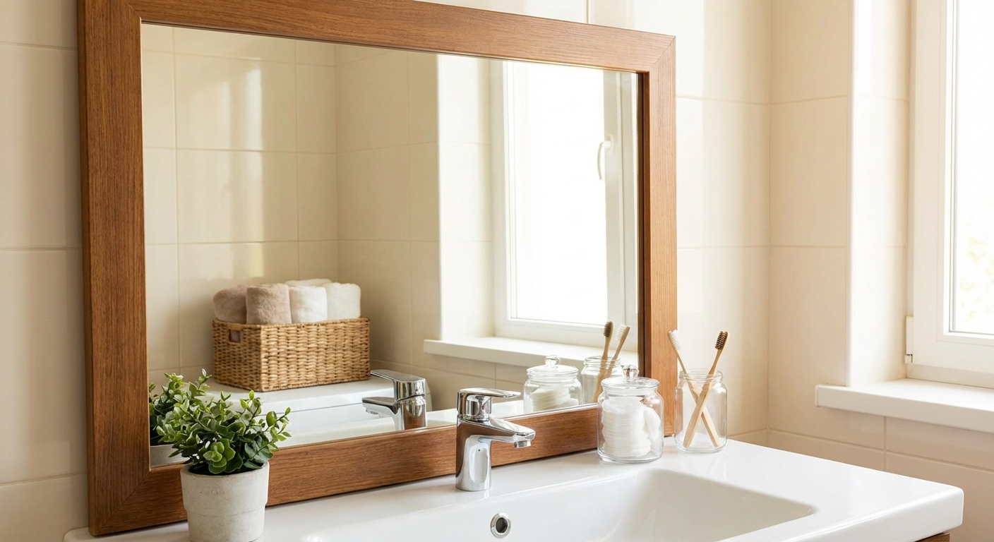 깨끗하게 정돈된 화장실 거울