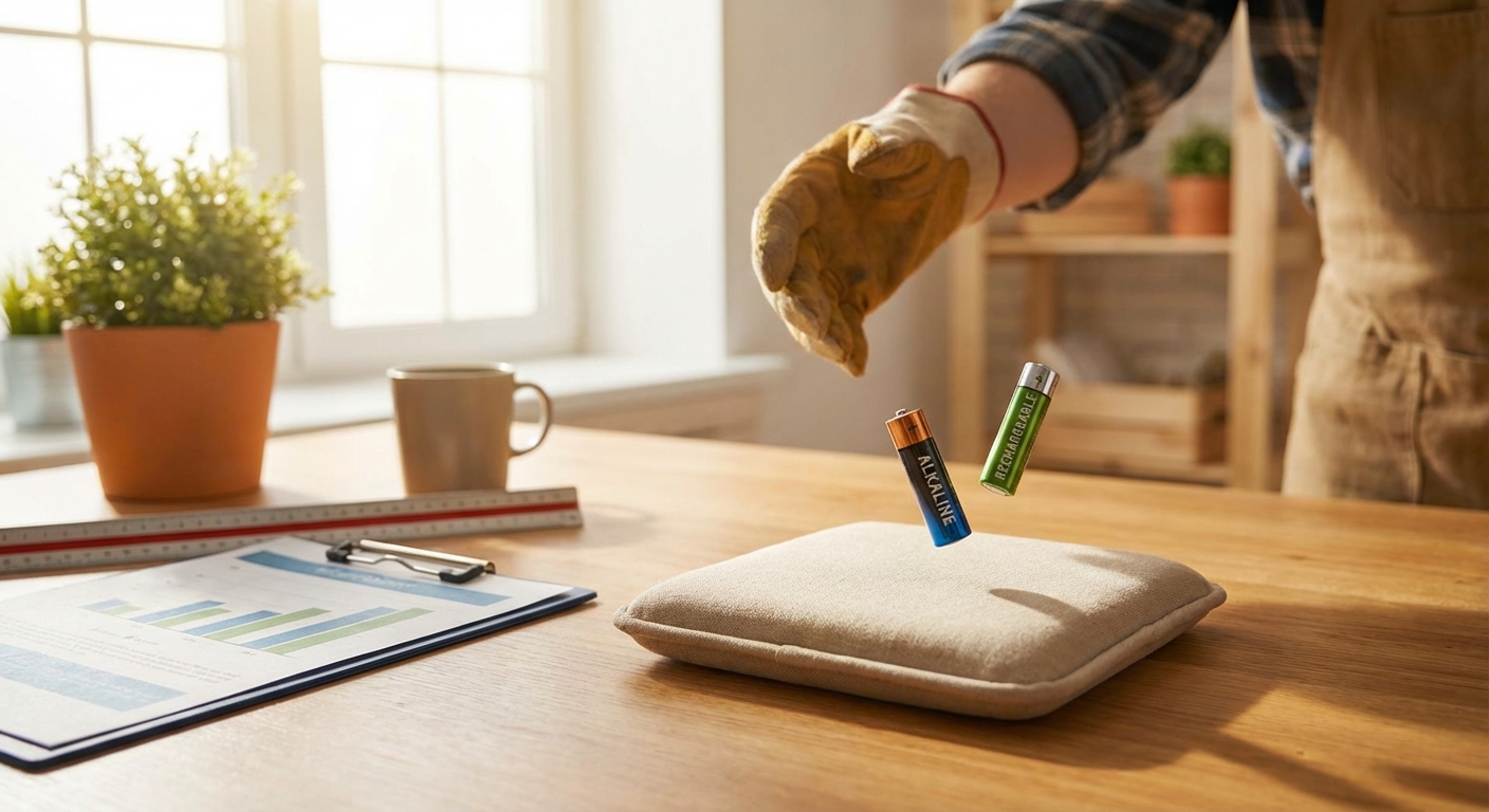 건전지 낙하 테스트 비교 장면