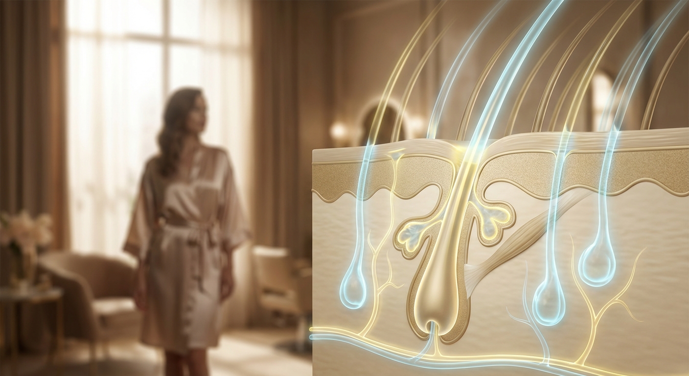 두피 피지 분비 과정 설명 일러스트