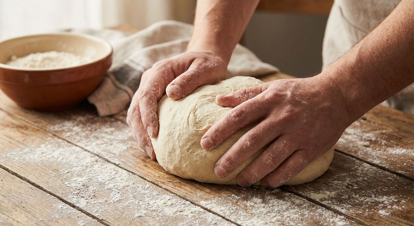 반죽을 치대는 과정