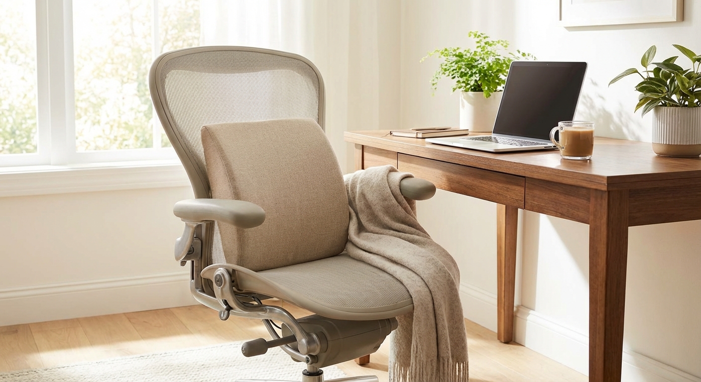 허리 쿠션이 있는 사무용 의자