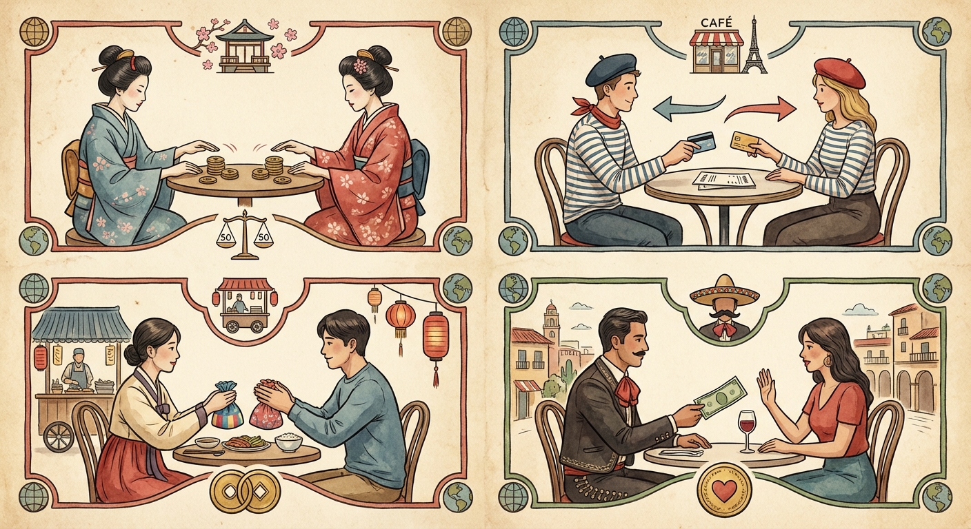 다양한 나라의 데이트 비용 분담 방식 인포그래픽