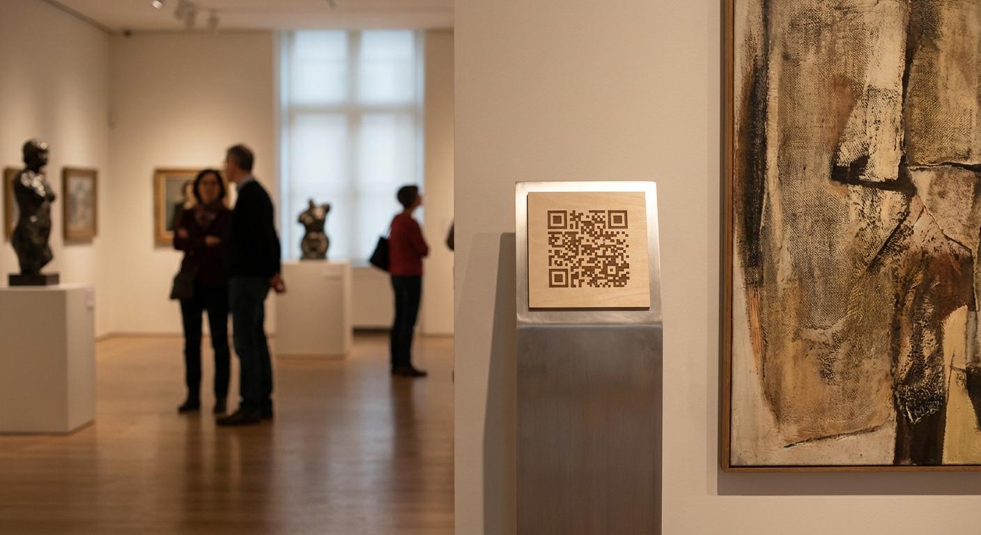 전시 작품 옆 QR코드 안내판