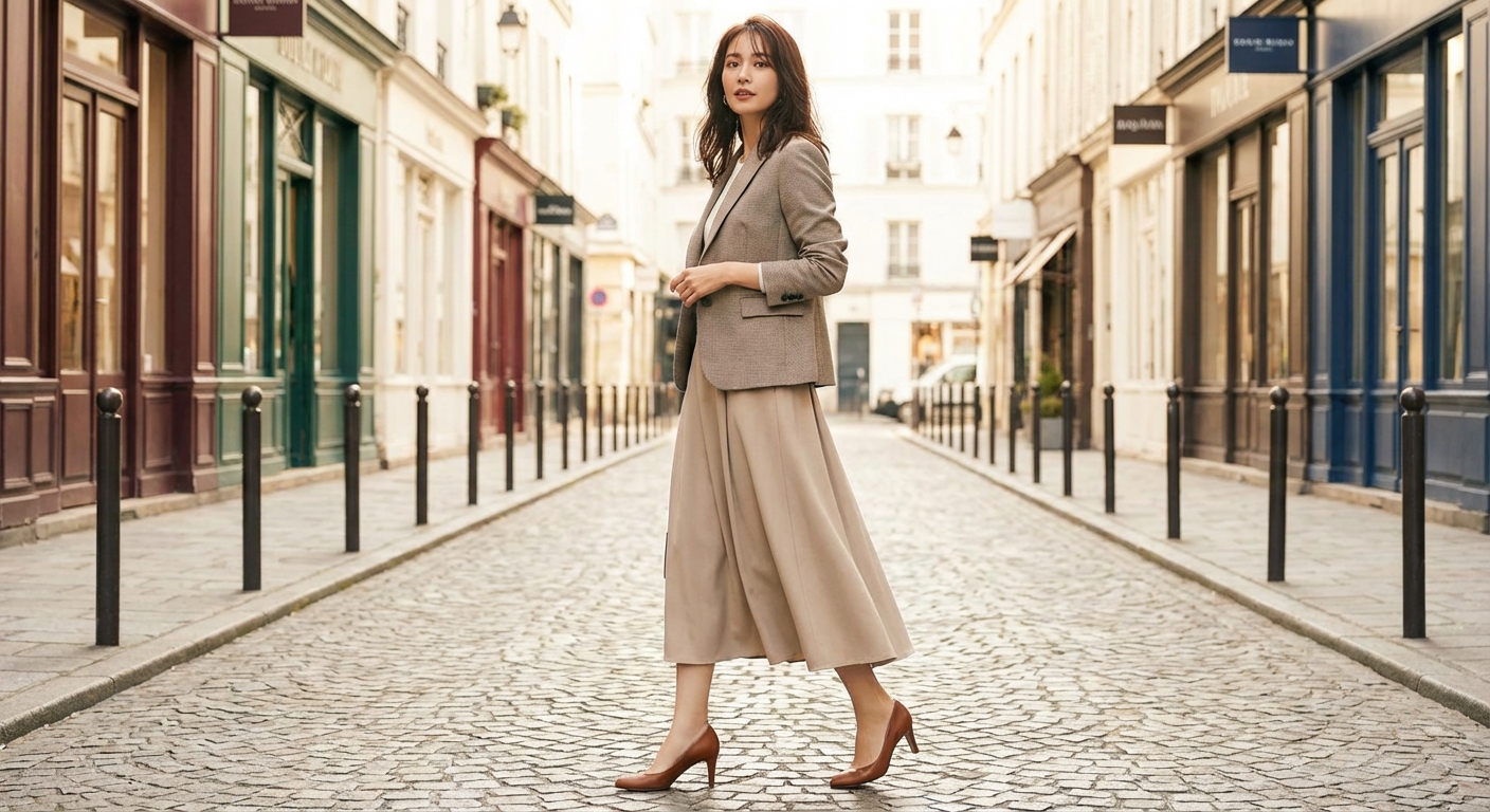 5-7cm 힐 착용 전신 코디 샷