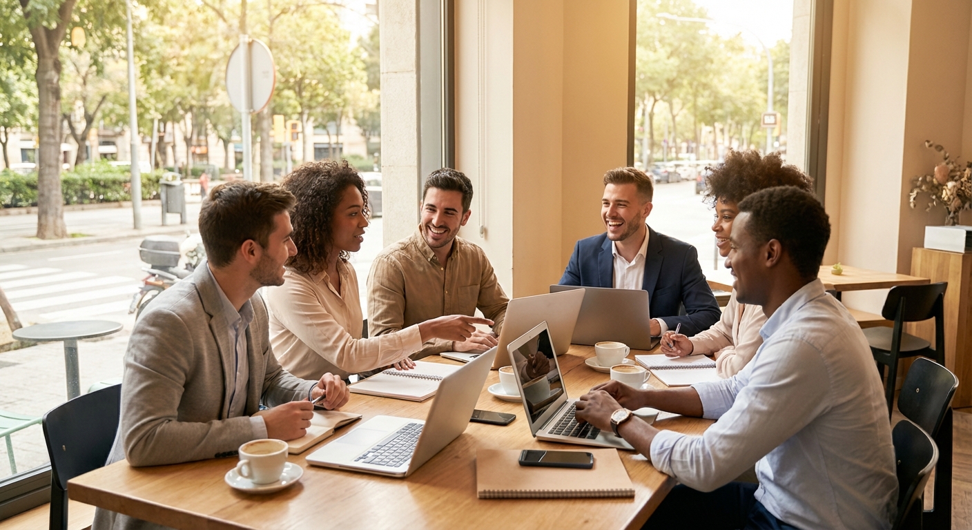 팀 미팅 중인 대외활동 참가자들