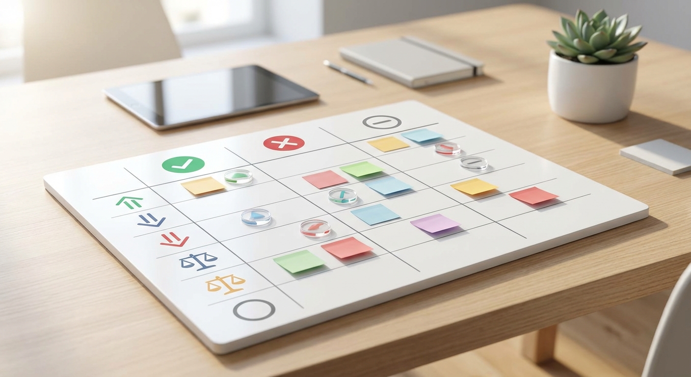 후보별 장단점 비교표