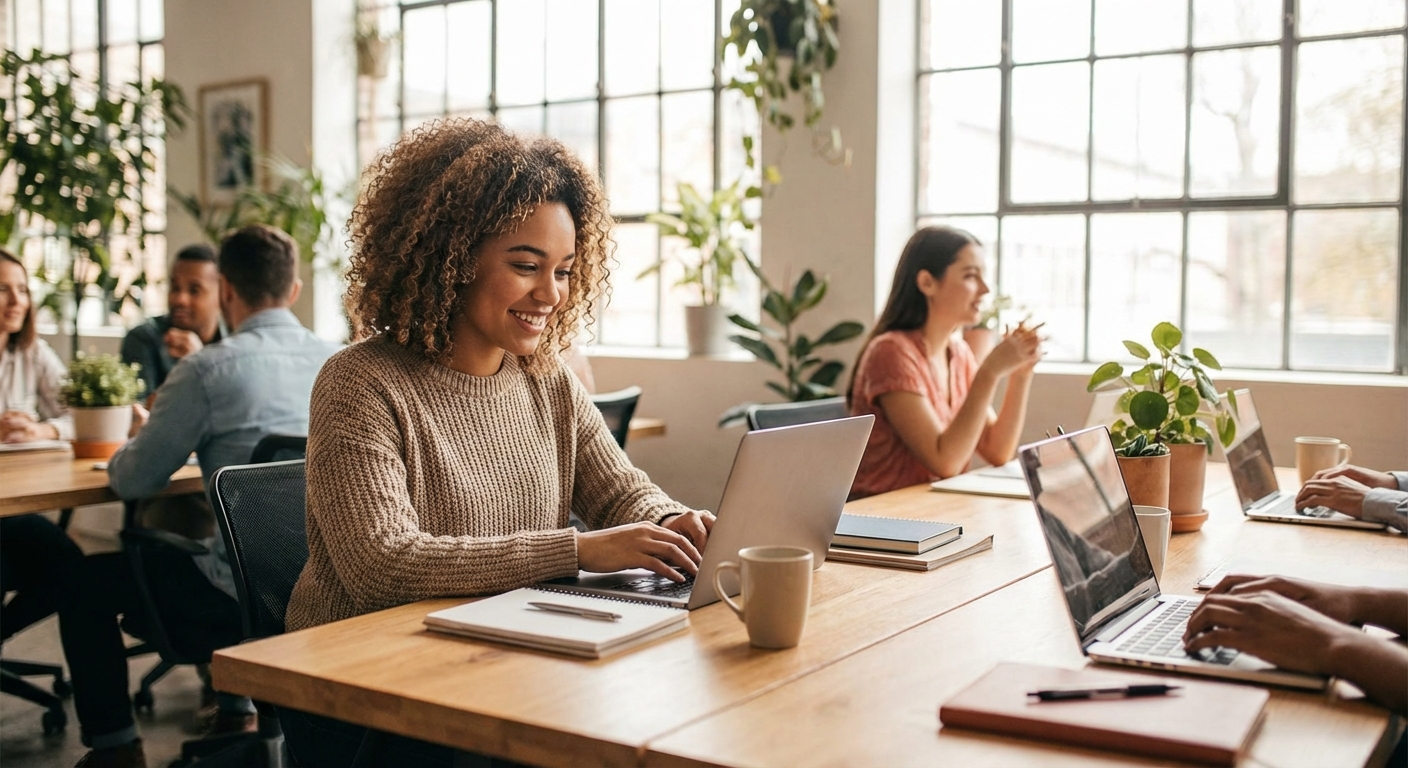 오피스에서 근무 중인 인턴