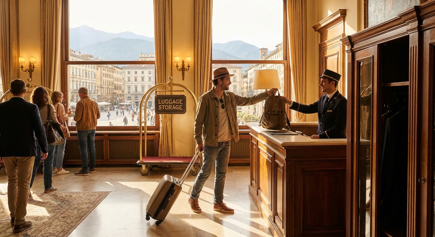 호텔 짐 보관 서비스 이용 모습