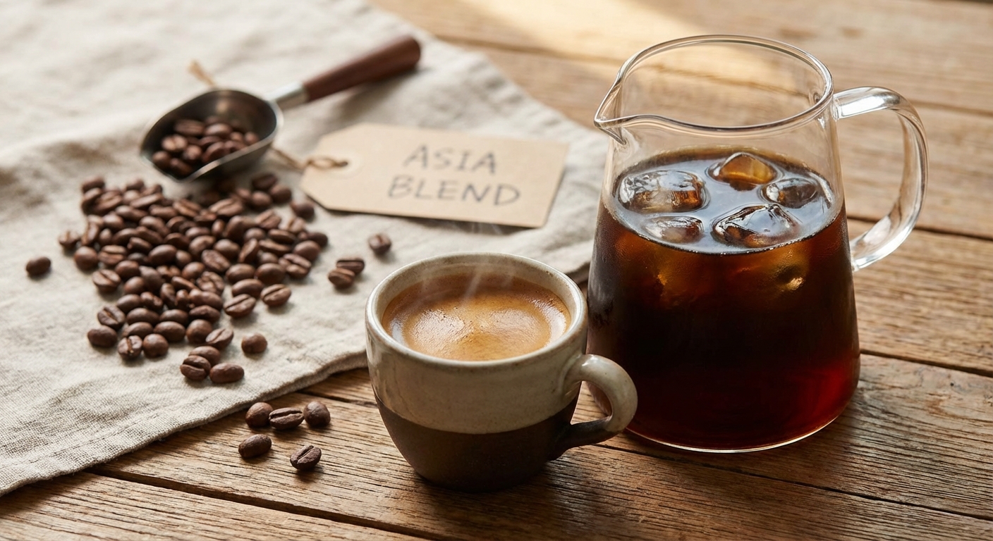 아시아 원두로 내린 에스프레소와 더치커피