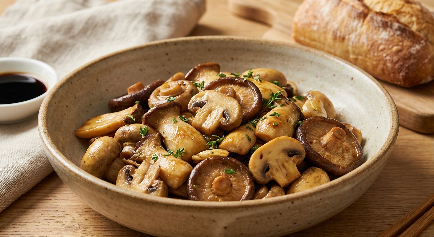 노릇하게 볶아진 버섯 요리