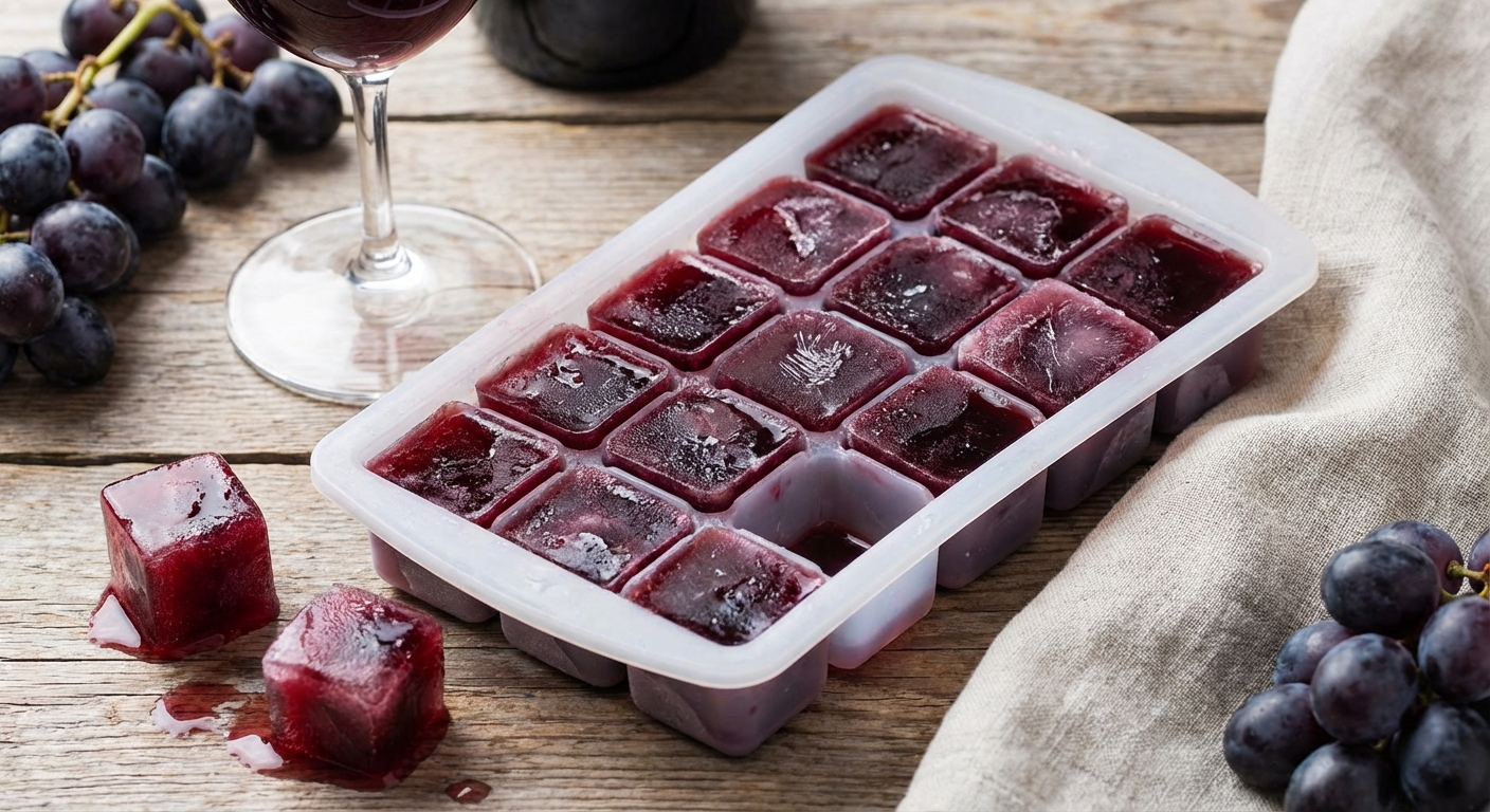 얼음틀에 얼린 와인 큐브