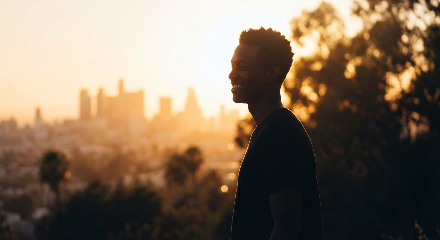 자신감 있게 미소 짓는 사람 실루엣