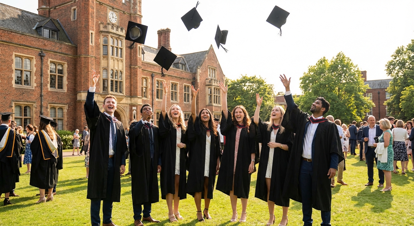 대학 졸업식 학사모 던지기