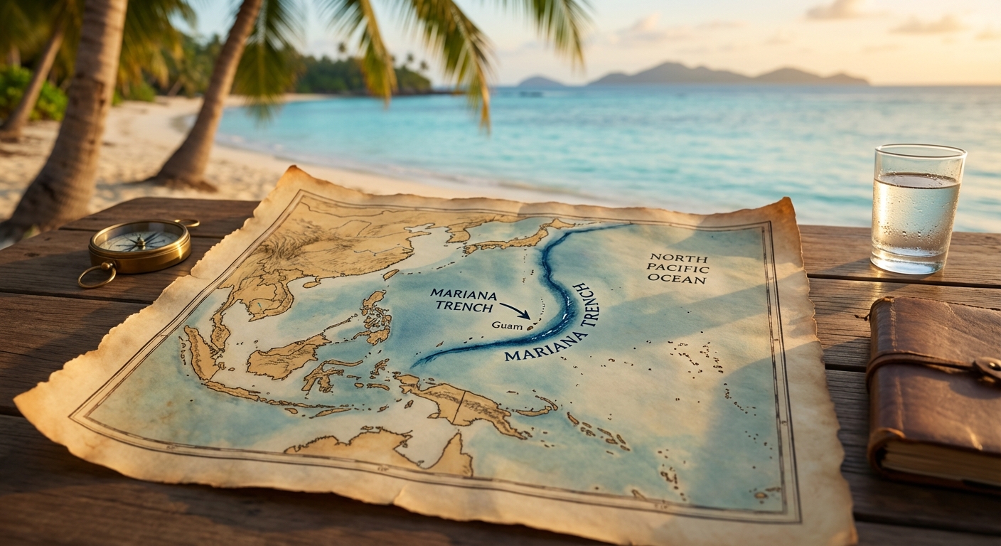 마리아나 해구 위치를 표시한 지도