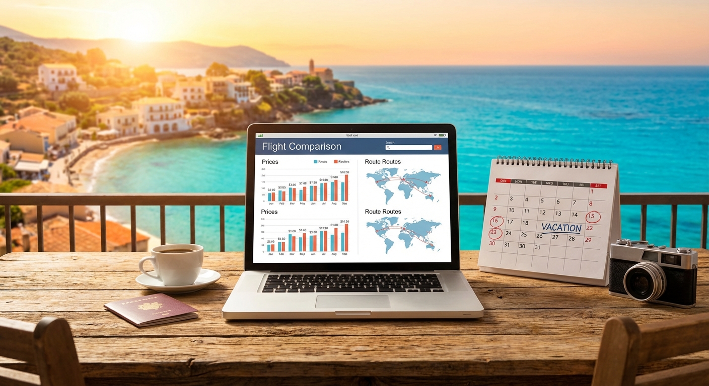 항공권 가격 비교 화면과 달력