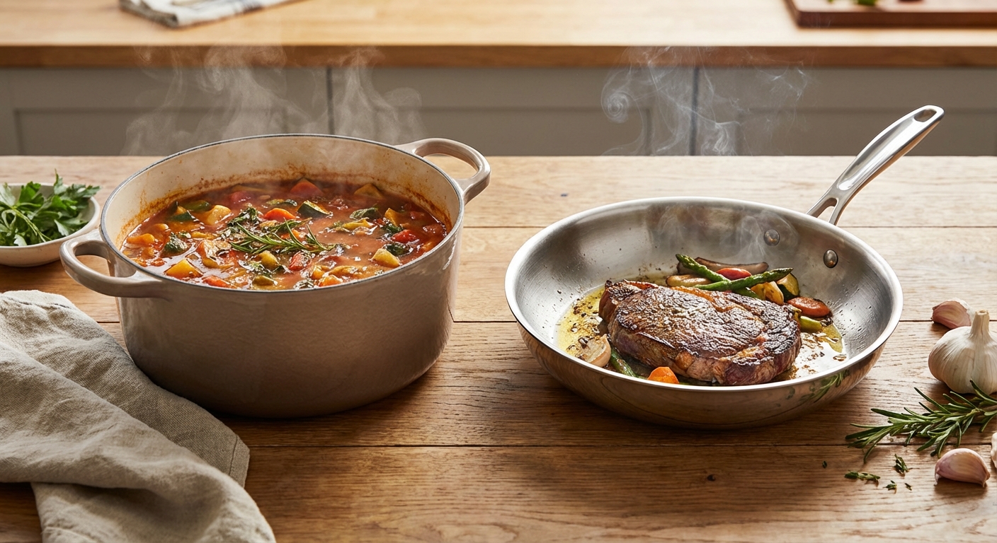 냄비와 후라이팬 비교