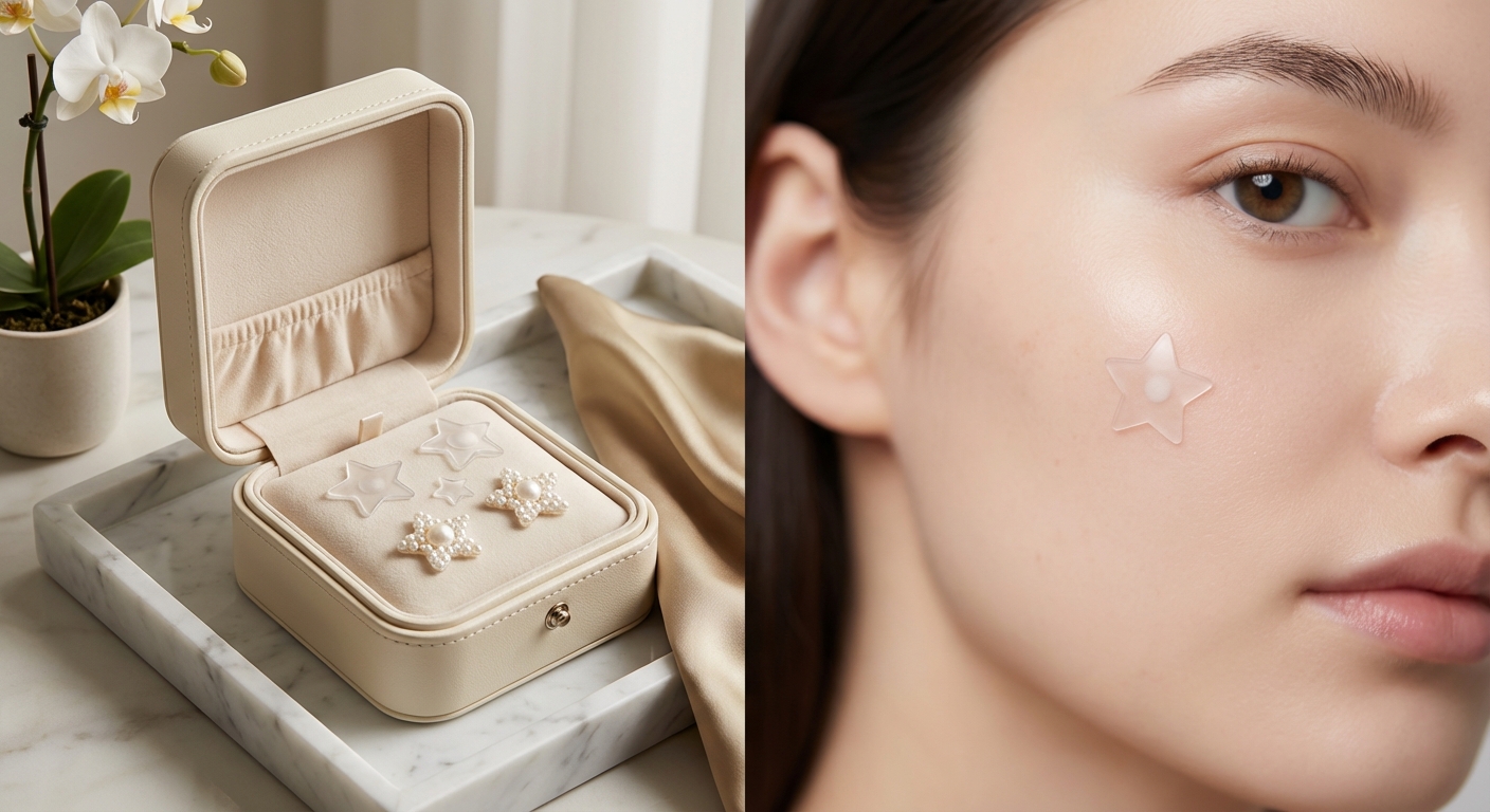 디자인 여드름 패치 제품 디테일 및 착용 예시