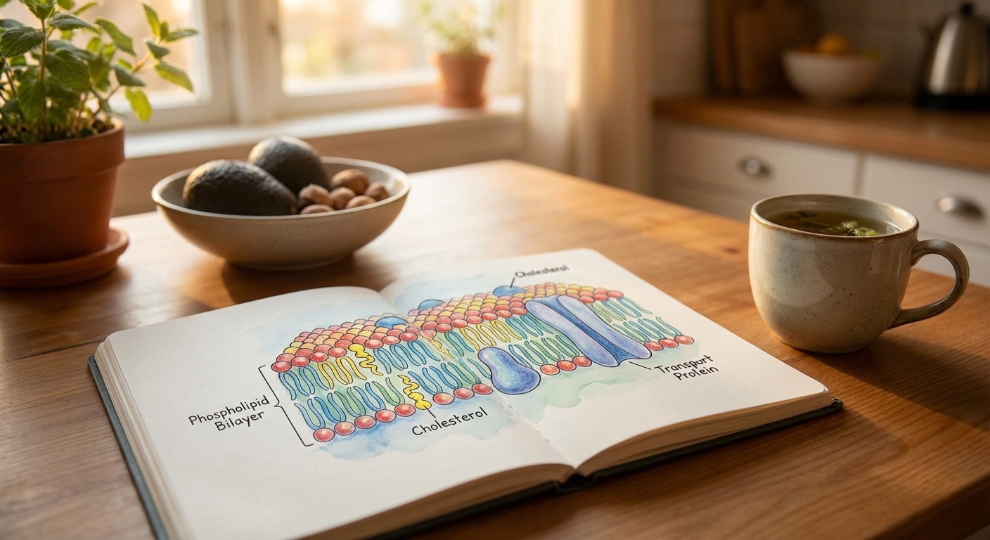 세포막 구조와 지방의 역할을 보여주는 다이어그램