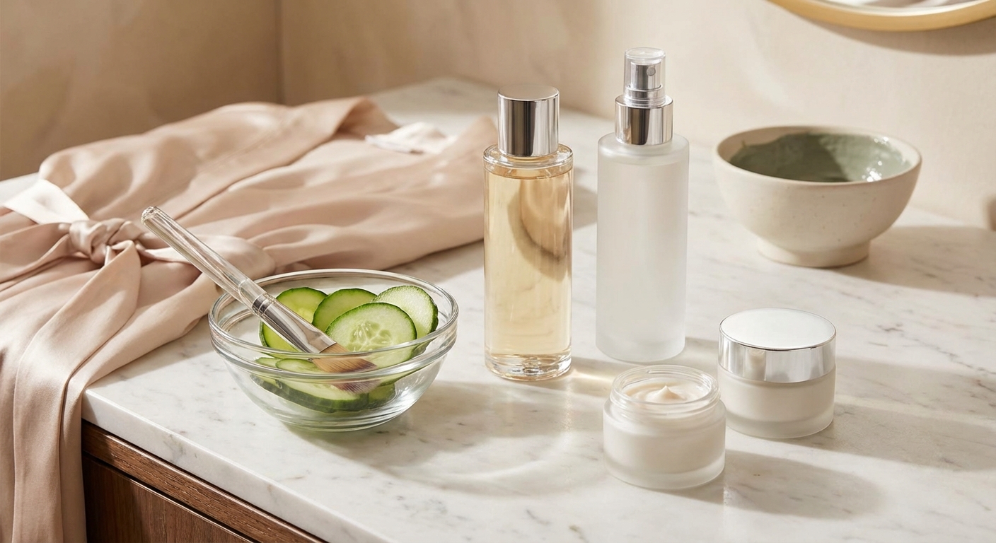 오이팩 후 토너&middot;크림 레이어링 제품들