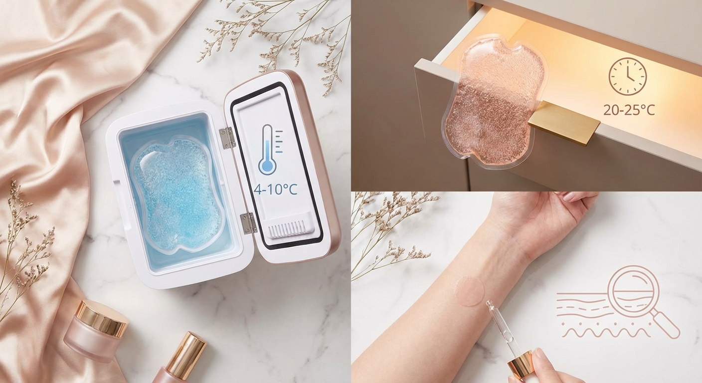 겔팩 보관 온도와 패치 테스트 방법 인포그래픽