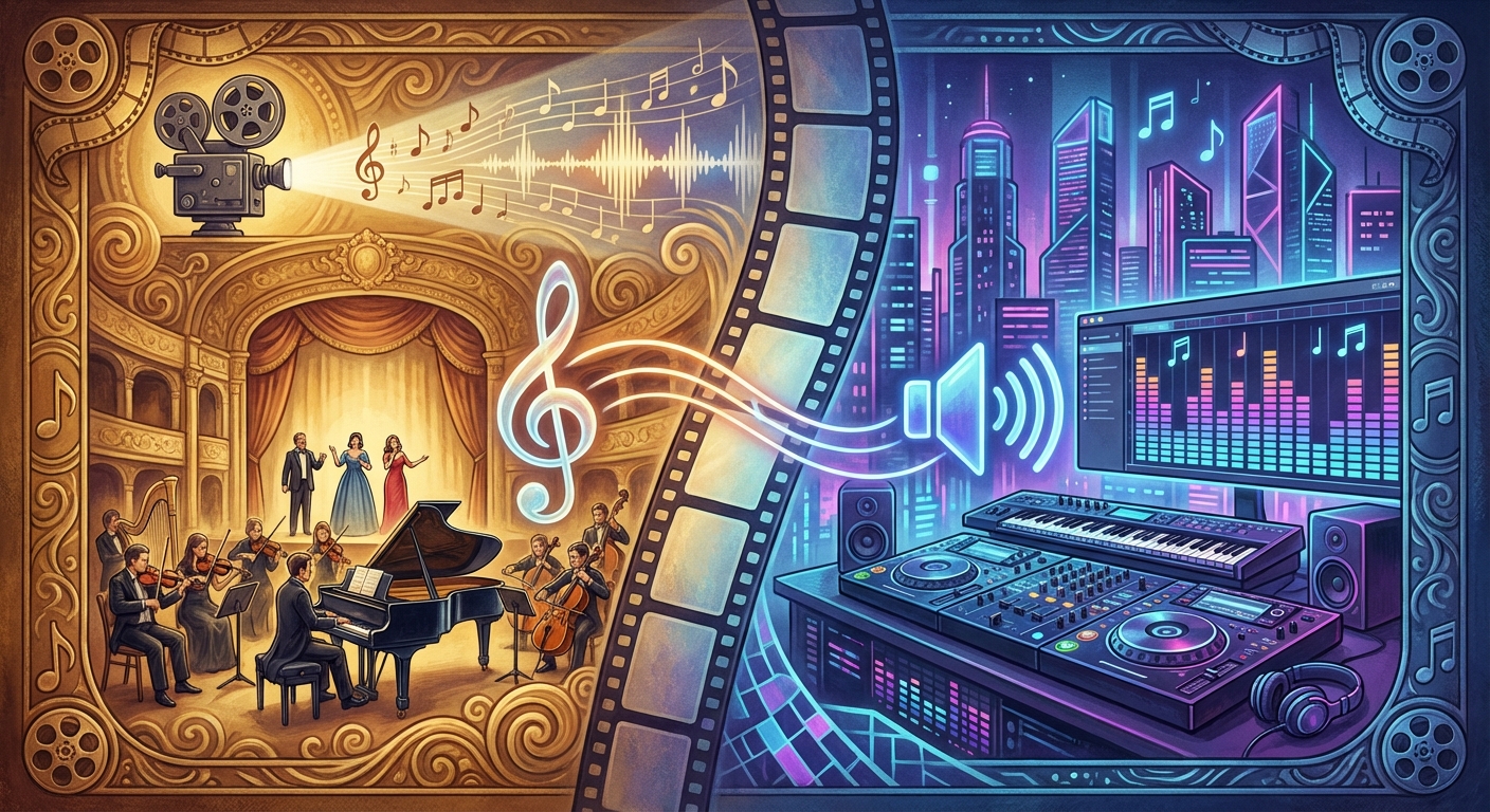 영화 속 음악적 대비 효과 인포그래픽