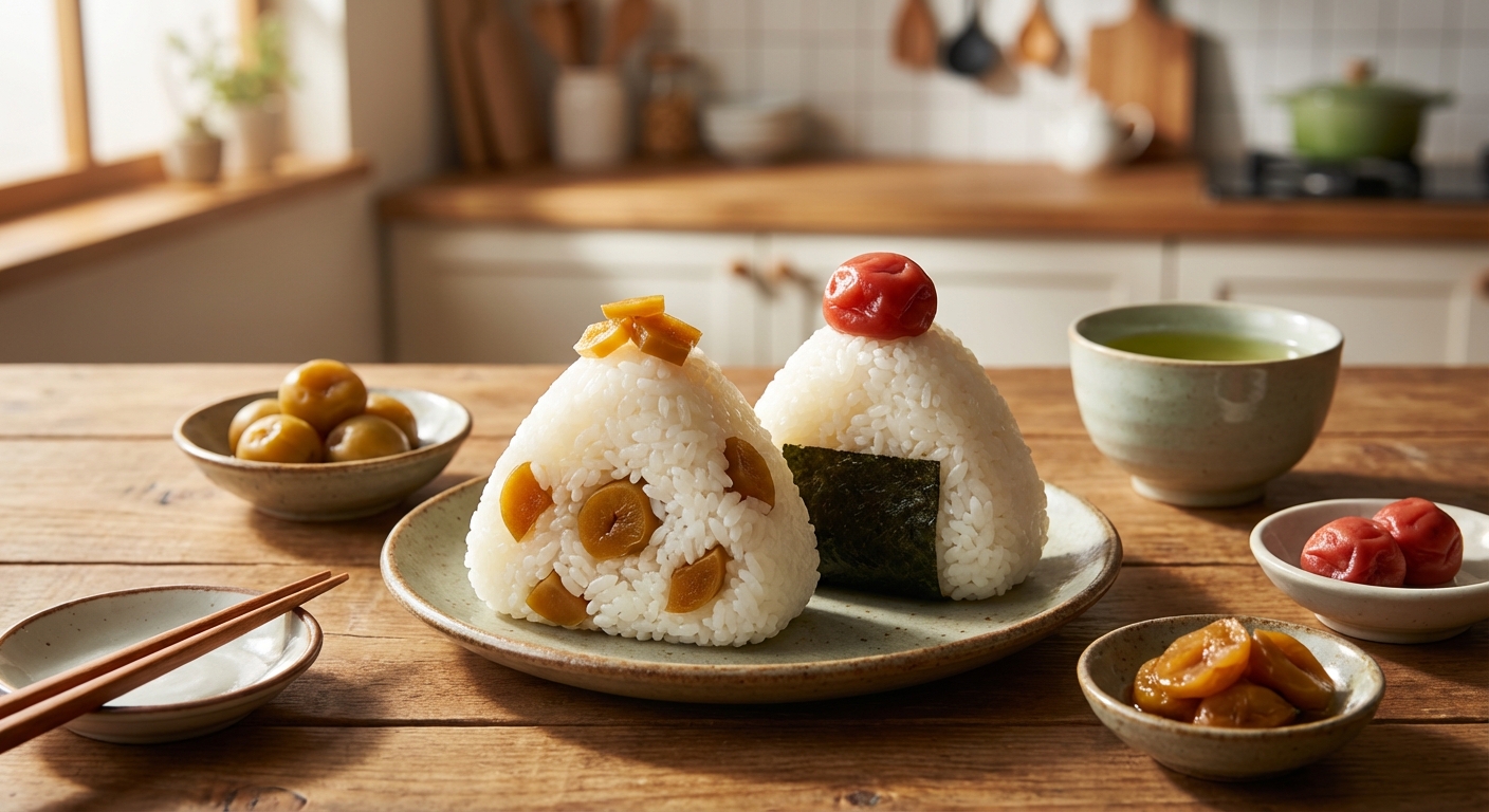 매실장아찌가 들어간 오니기리와 우메보시