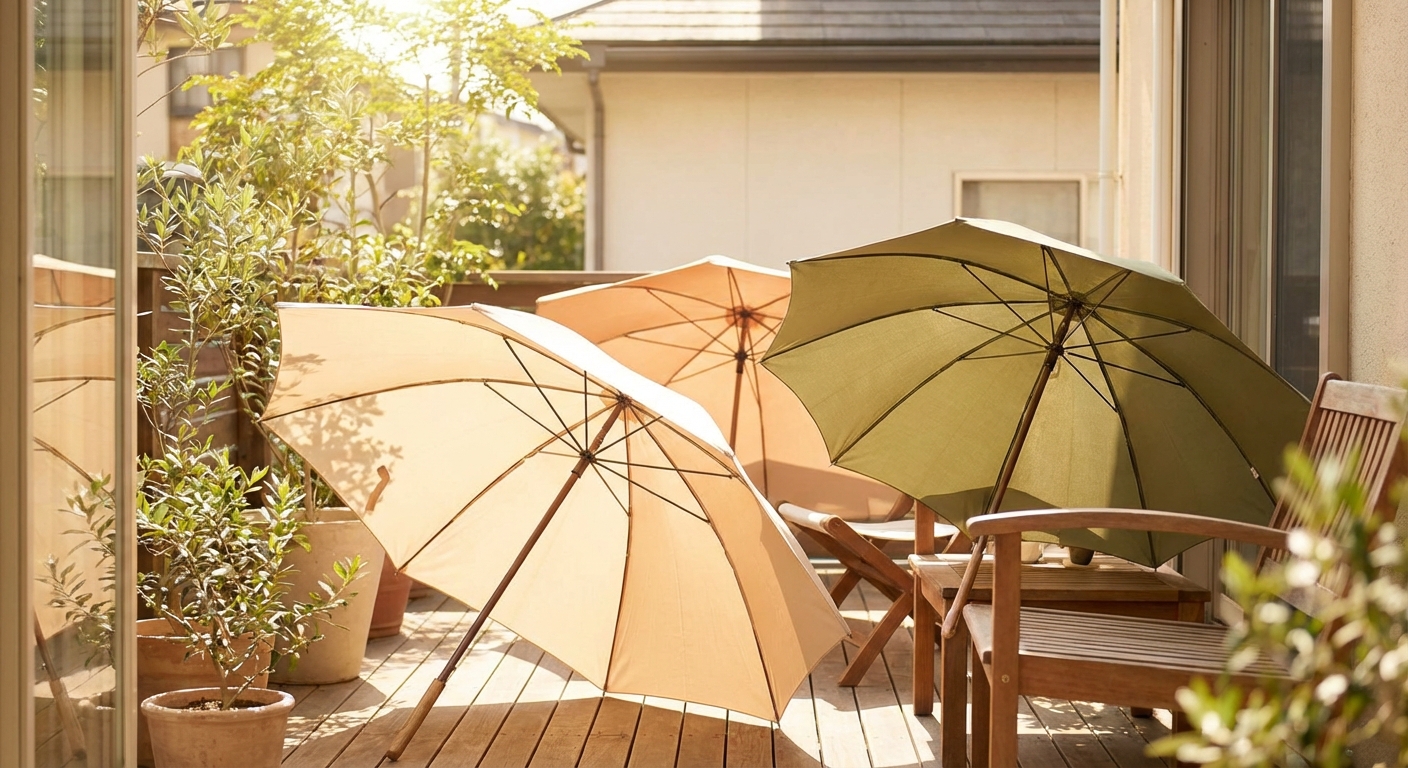 깨끗하게 관리된 우산을 펼쳐 말리는 모습