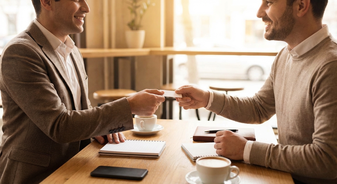 명함을 주고받는 비즈니스 상황