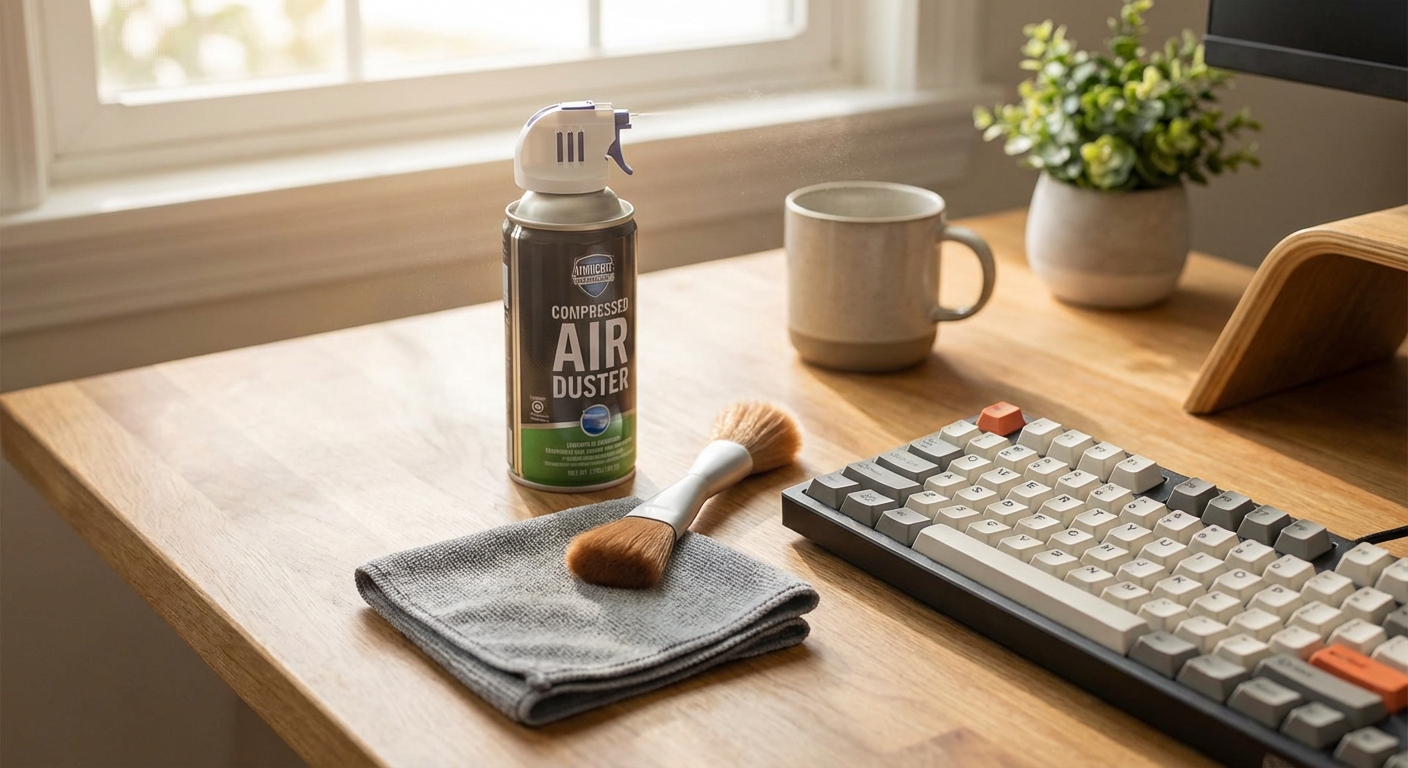 키보드 청소 도구 모음 - 에어 더스터, 브러시, 극세사 천