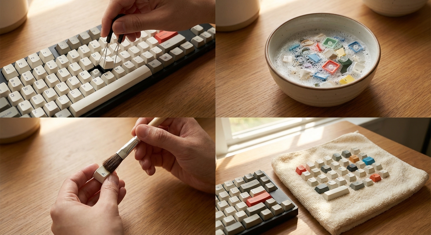 키캡 분리 및 세척 과정 단계별 사진