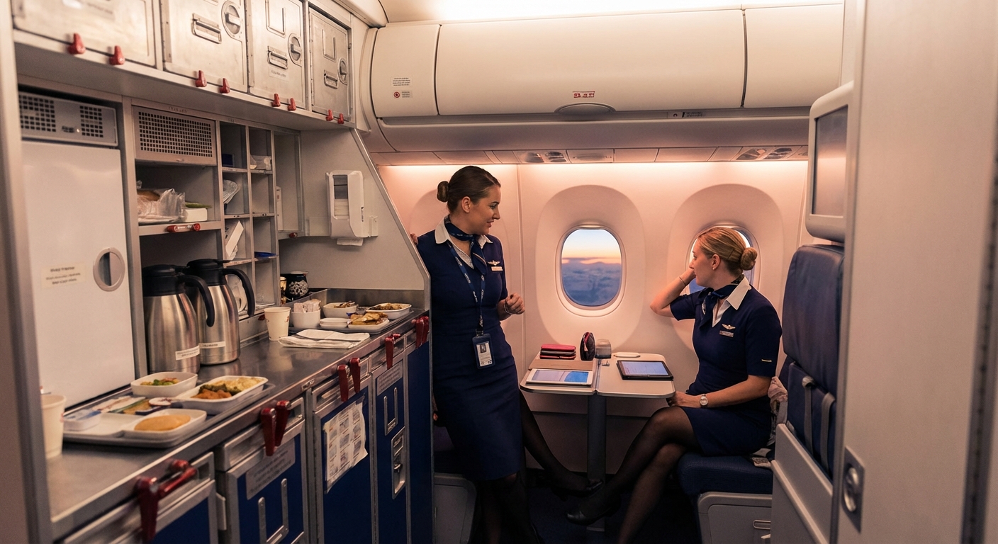 기내 갤리와 승무원 작업 공간