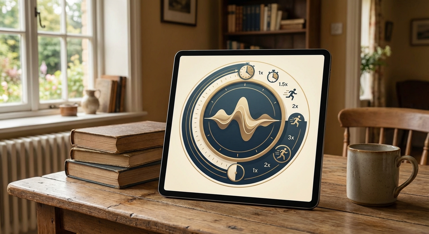 오디오북 앱의 재생 속도 조절 기능 화면