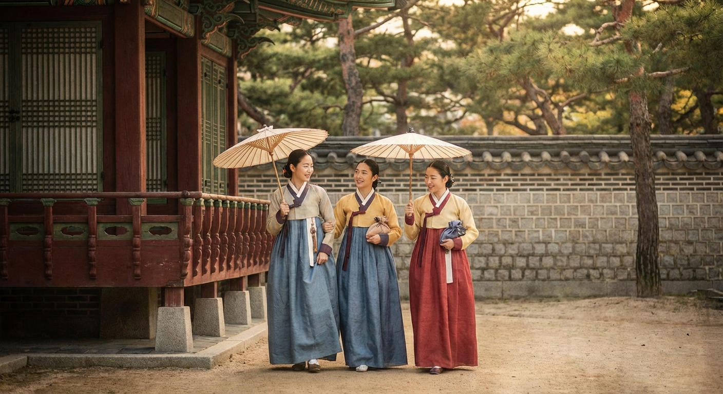 한복 입은 조선시대 여인들