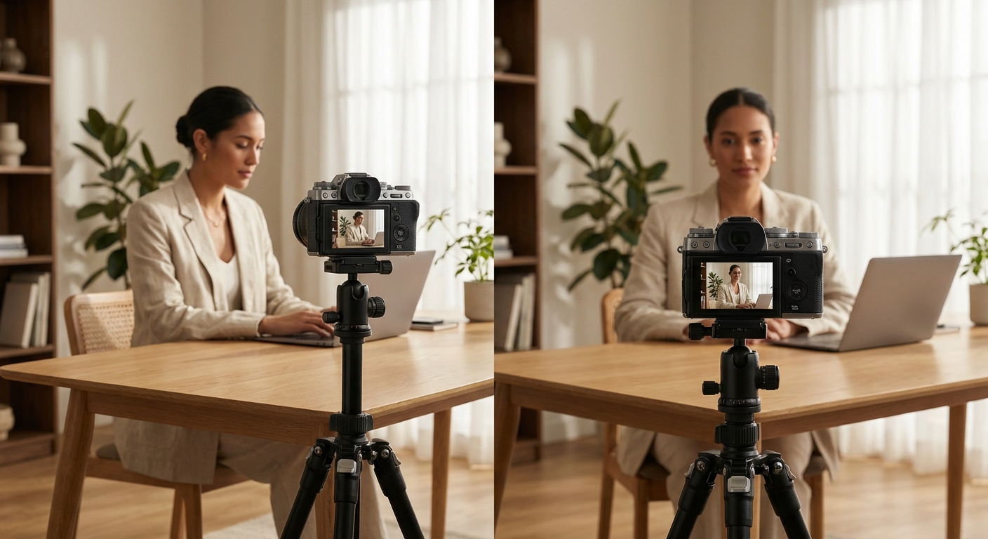 3/4 각도 촬영 예시와 정면 비교 샷